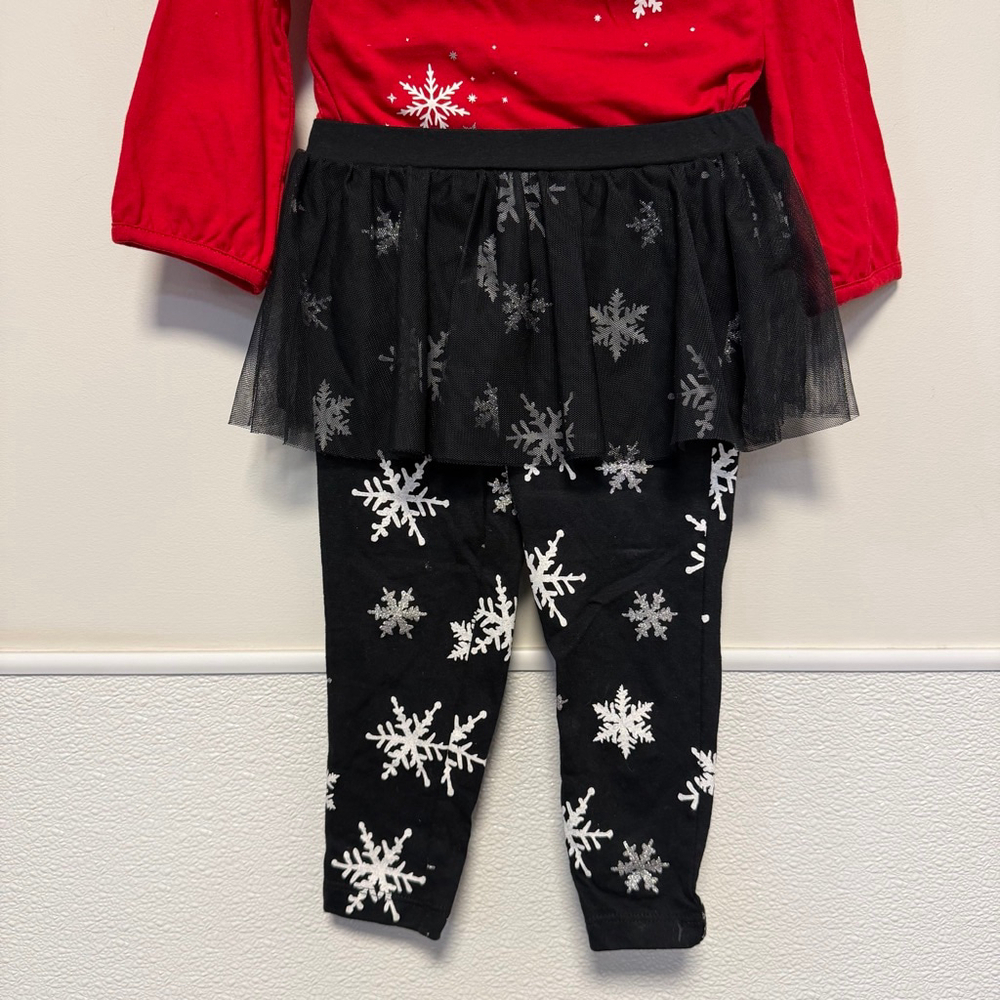 Carter's Girls Matching Set 18 M Red Black Snowflake Christmas Holiday New NWOT - Picture 5 of 13